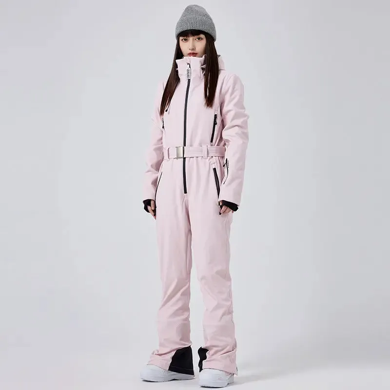 Windproof Chic One-piece Snow Jumpsuits Women Outdoor Skisuits