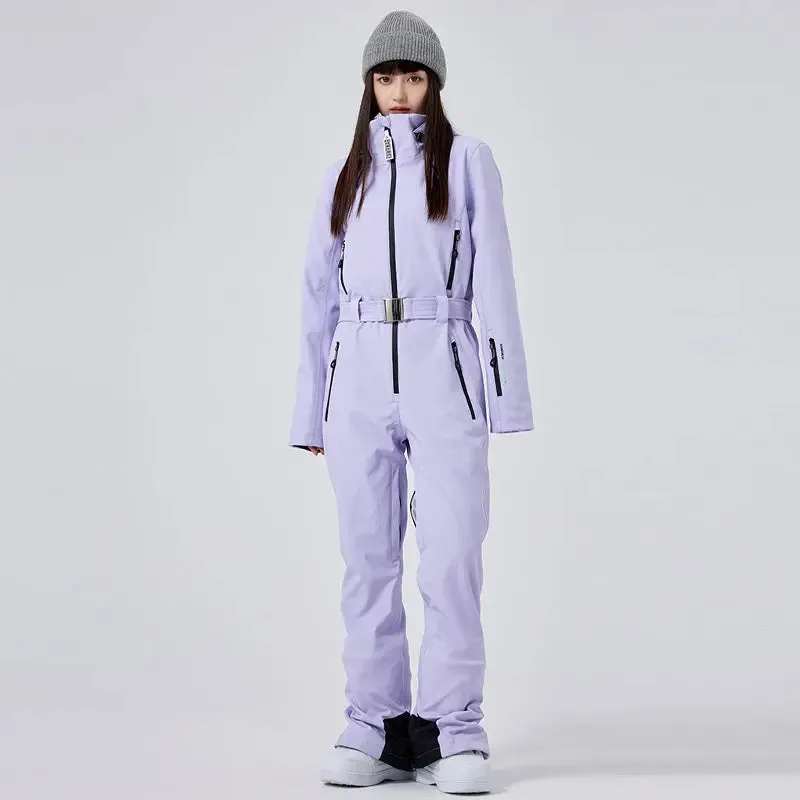 Windproof Chic One-piece Snow Jumpsuits Women Outdoor Skisuits