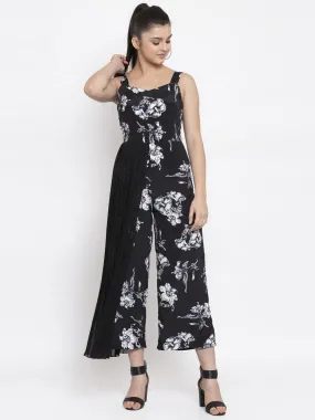 Women Black Jumpsuit With Pleated Panel