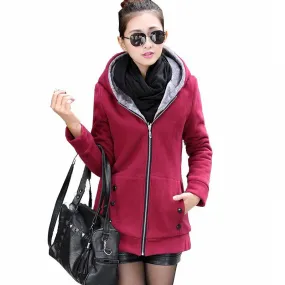 Women's Autumn Warm Fleece Coat With Zipper | Plus Size