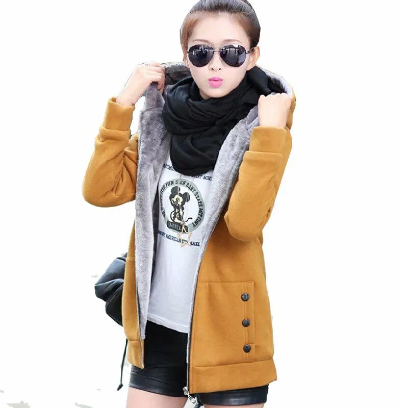 Women's Autumn Warm Fleece Coat With Zipper | Plus Size