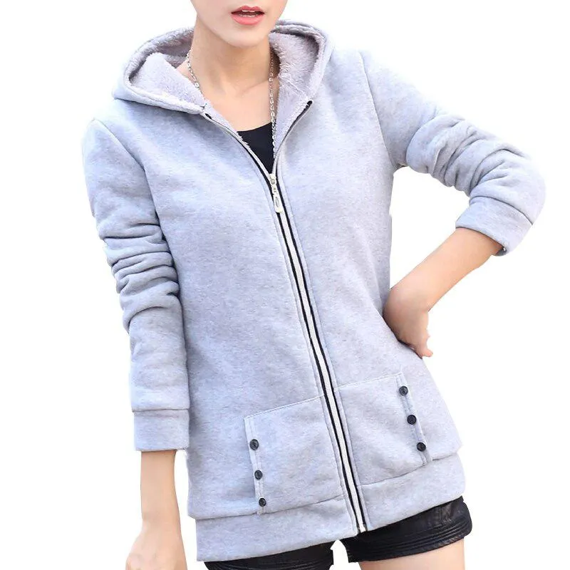 Women's Autumn Warm Fleece Coat With Zipper | Plus Size