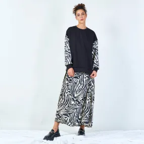 Zebra sleeve contrast sweatshirt wholesale