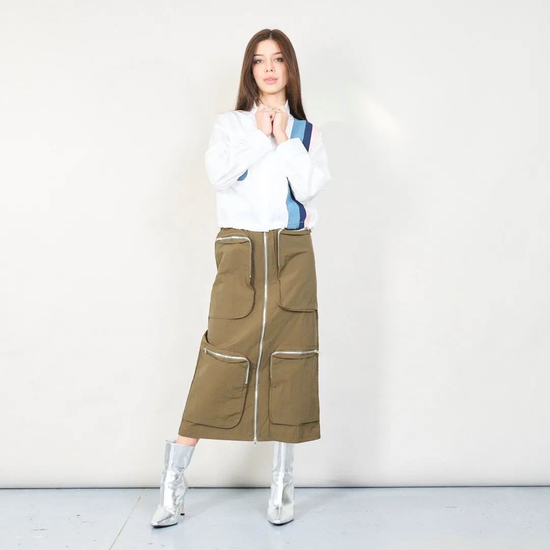 Zipper pocket cargo midi skirt wholesale